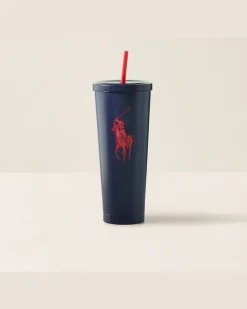 Becher Polo Icon mit Strohhalm Blue