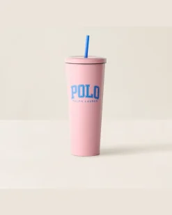 Becher Polo Icon mit Strohhalm Pink