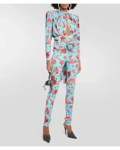 Bedruckte Leggings Blau