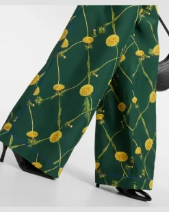 Bedruckte Pyjamahose aus Seide GrüN