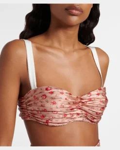 Bedruckter BH aus Seidensatin Rosa