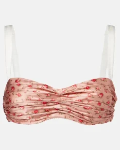 Bedruckter BH aus Seidensatin Rosa