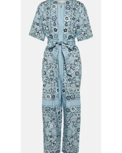 Bedruckter Jumpsuit aus Baumwolle Blau