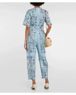 Bedruckter Jumpsuit aus Baumwolle Blau