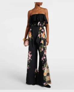 Bedruckter Jumpsuit aus Baumwolle Schwarz