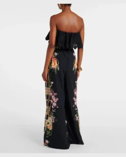 Bedruckter Jumpsuit aus Baumwolle Schwarz