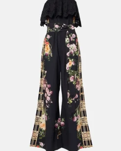 Bedruckter Jumpsuit aus Baumwolle Schwarz