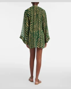 Bedruckter Kaftan aus Baumwolle GrüN