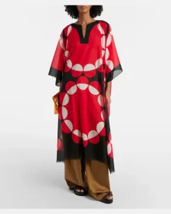 Bedruckter Kaftan aus Baumwolle Rot