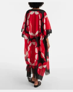 Bedruckter Kaftan aus Baumwolle Rot