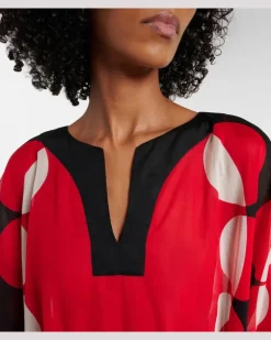 Bedruckter Kaftan aus Baumwolle Rot