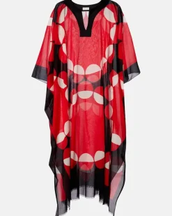 Bedruckter Kaftan aus Baumwolle Rot