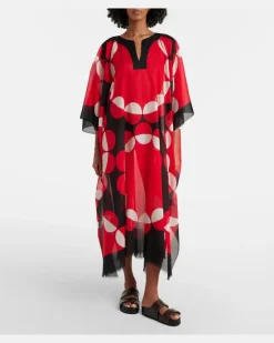 Bedruckter Kaftan aus Baumwolle Rot