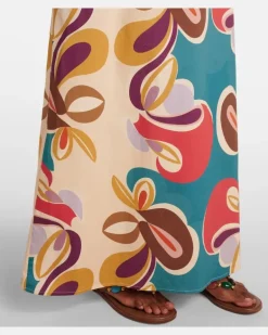 Bedruckter Kaftan aus einem Baumwollgemisch Multicolor