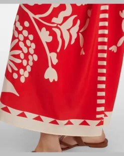 Bedruckter Kaftan Holi aus Seide Orange