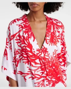 Bedruckter Kaftan Vanessa Rot