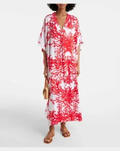 Bedruckter Kaftan Vanessa Rot