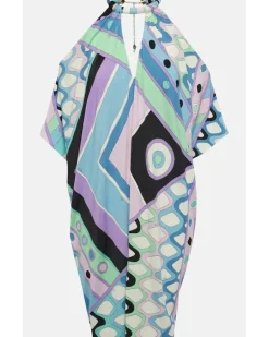 Bedruckter Kaftan Vivara aus Jersey-Satin Blau