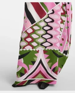 Bedruckter Kaftan Vivara aus Seidensatin Rosa