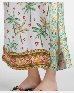 Bedruckter One-Shoulder-Kaftan Isabelle GrüN