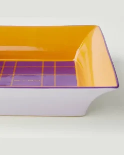 Bedrucktes Dekotablett aus Porzellan Gelb