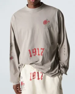 Bedrucktes Longsleeve aus Baumwoll-Jersey Grau