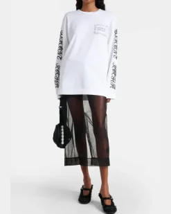 Bedrucktes Longsleeve aus Baumwoll-Jersey Weiß