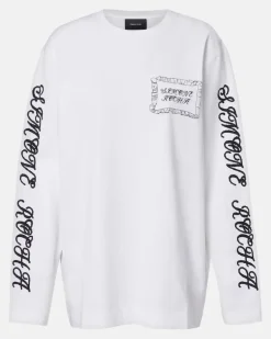 Bedrucktes Longsleeve aus Baumwoll-Jersey Weiß