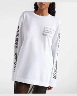 Bedrucktes Longsleeve aus Baumwoll-Jersey Weiß