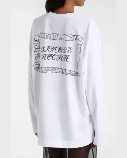 Bedrucktes Longsleeve aus Baumwoll-Jersey Weiß