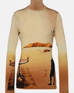 Bedrucktes Rollkragentop aus Jersey Multicolor