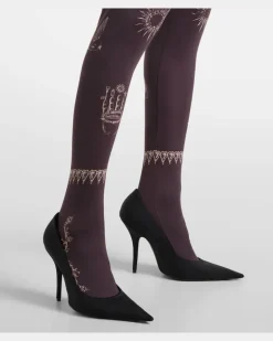 Bedruckte Strumpfhose aus Jersey Braun