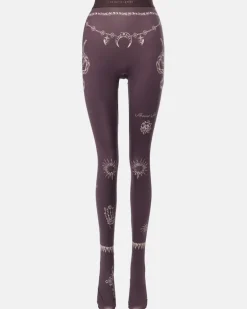 Bedruckte Strumpfhose aus Jersey Braun