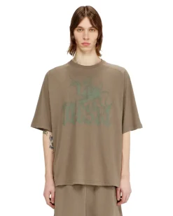 Bedrucktes T-Shirt aus Baumwolle und Hanf - T-Shirts - Herren - Beige