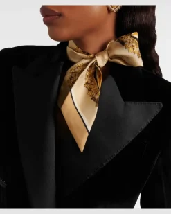 Bedrucktes Tuch aus Seiden-Twill Beige