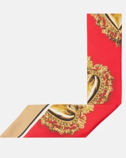 Bedrucktes Tuch aus Seiden-Twill Rot