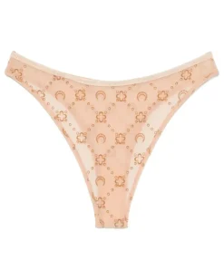 Beflockter Mesh-Tanga - Nude
