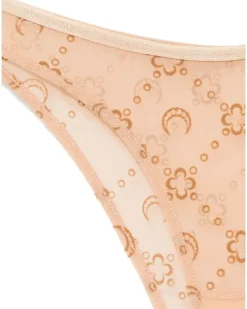 Beflockter Mesh-Tanga - Nude