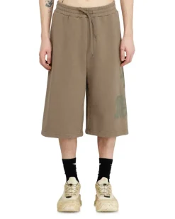 Behandelte Longline-Sweathose mit Print - Kurze Hosen - Herren - Beige