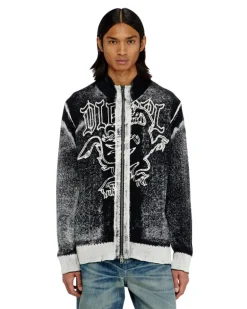 Behandelter zip-cardigan mit griffin-motiv - Strickwaren - Herren - Bunt