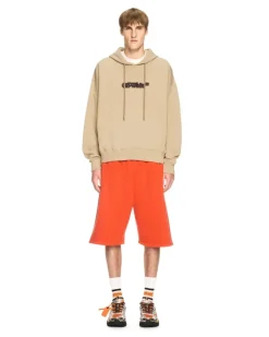 Beiger Hoodie mit Spray-Pfeil Nude