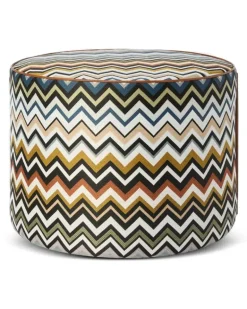 Belfast Hocker aus Zickzack-Jacquard - Schwarz