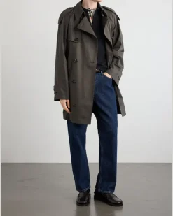 Belted Cotton-Gabardine Trench Coat Brown