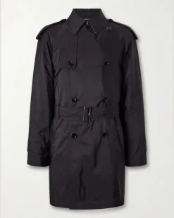 Belted Shell Trench Coat Black