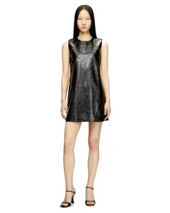 Beschichtetes Minikleid mit geprägtem Oval D - Kleider - Damen - Schwarz