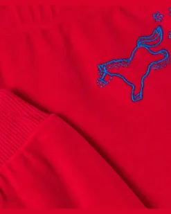 Bestickte Jogginghose aus Samt Rot