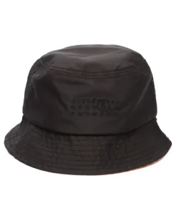 Bestickter Fischerhut - Schwarz