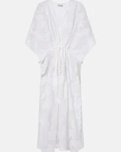 Bestickter Kaftan aus Baumwolle Weiß