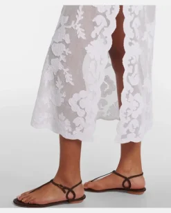 Bestickter Kaftan aus Baumwolle Weiß