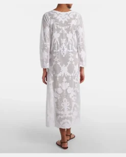 Bestickter Kaftan aus Baumwolle Weiß